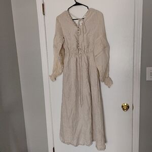 Joslin Melinda Puff Sleeve Linen Maxi Dress